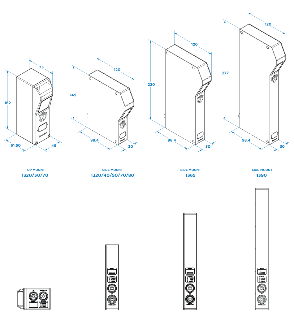 Gocator 1300 Series Mechanical drawings