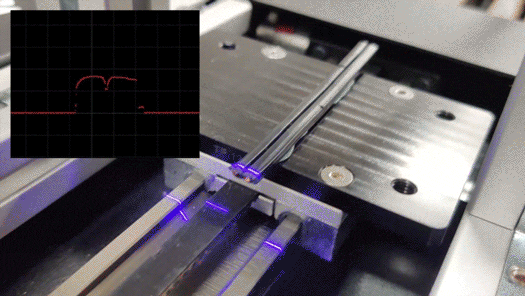 The sensor scans the target and generates a 3D profile.
