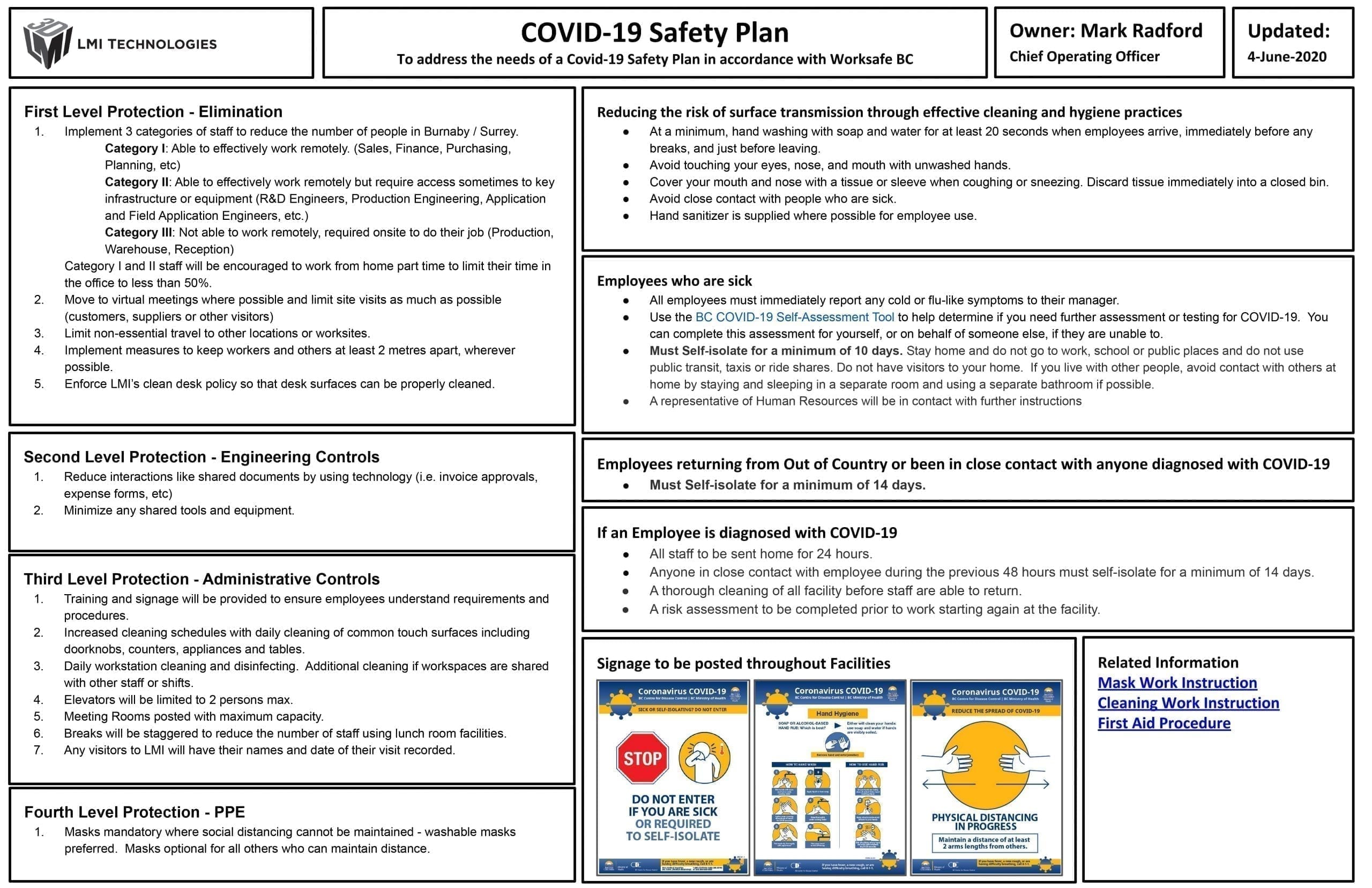 LMI Technologies Covid-19 Safety Plan